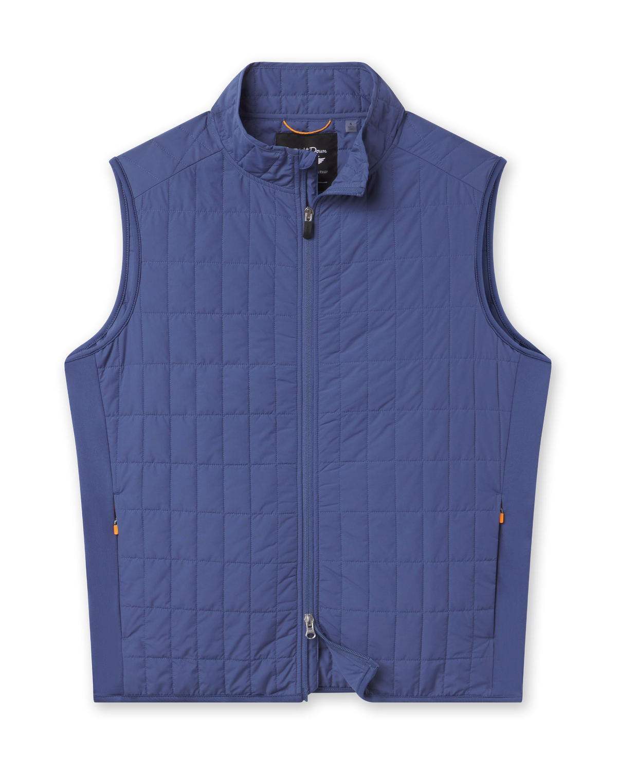 Big Horn Quilted Vest in Moonlight featuring a full-zip front, stand collar, grid-quilted construction, and zippered side pockets.