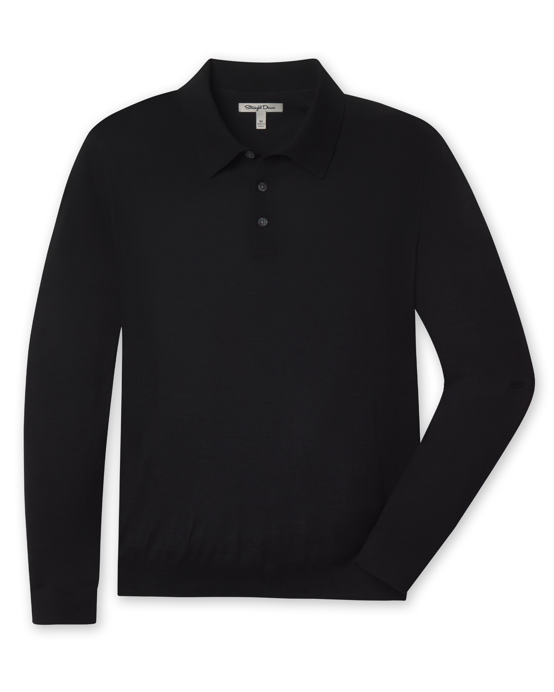 Stuart Long Sleeve Sweater Polo - Black