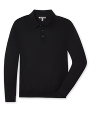 Stuart Long Sleeve Sweater Polo - Black
