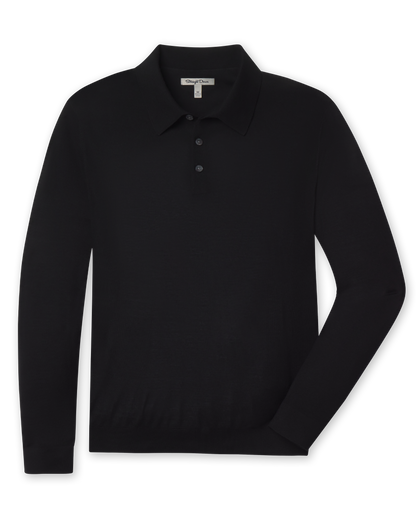 Stuart Long Sleeve Sweater Polo - Black