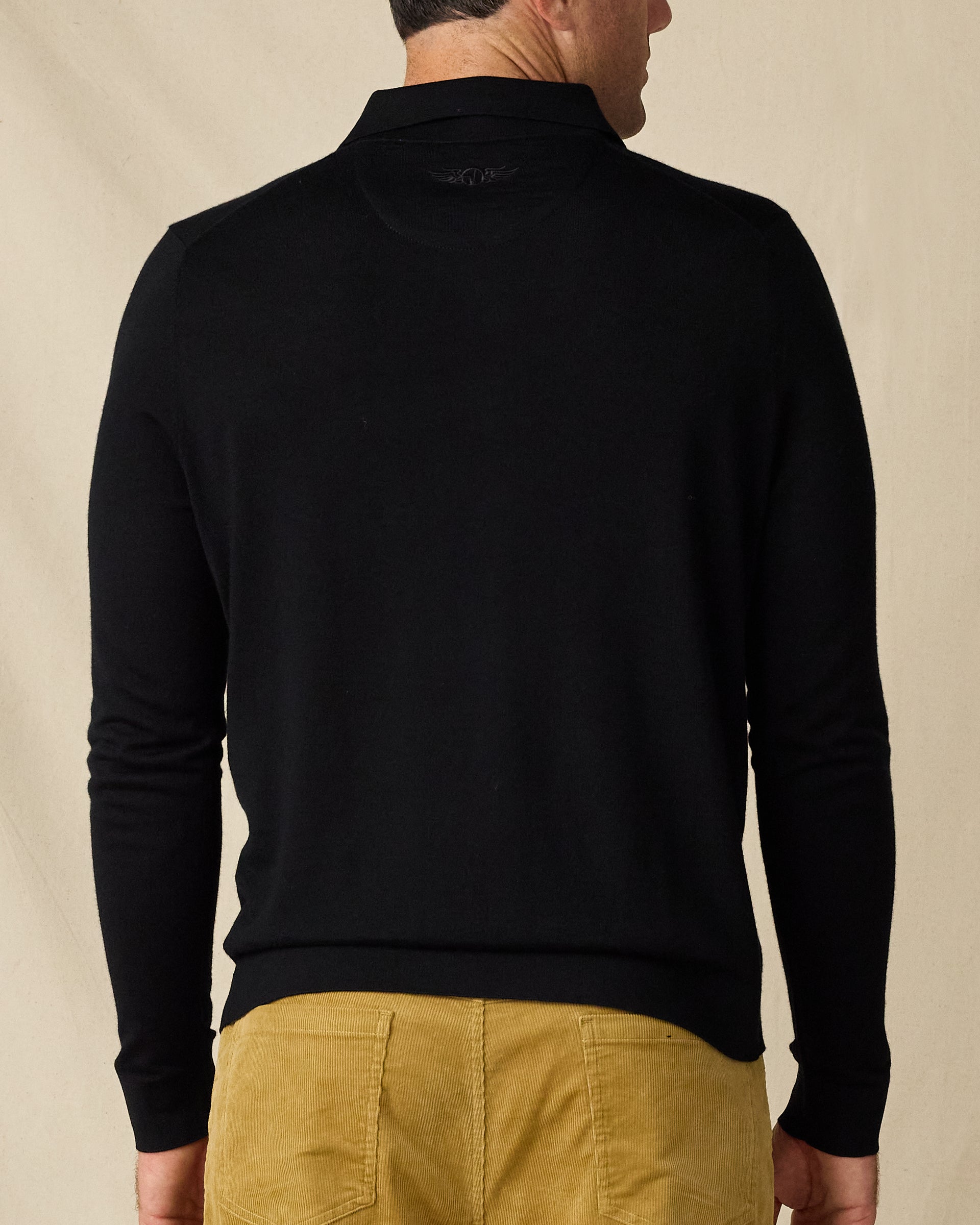 Stuart Long Sleeve Sweater Polo - Black