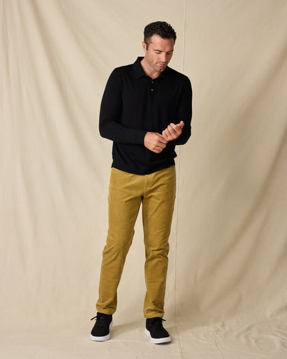 Stuart Long Sleeve Sweater Polo - Black