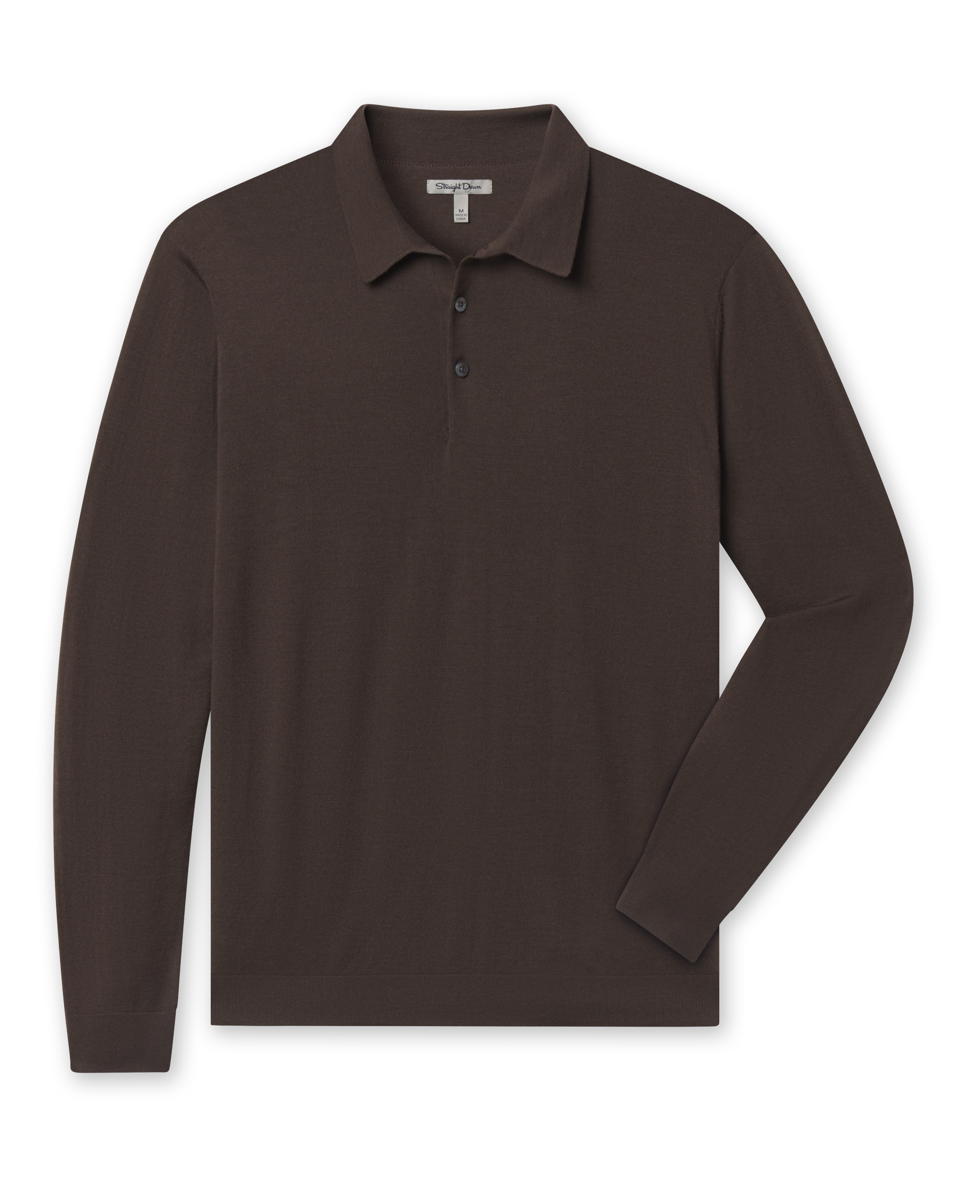 Stuart Long Sleeve Sweater Polo - Bourbon
