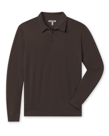 Stuart Long Sleeve Sweater Polo - Bourbon