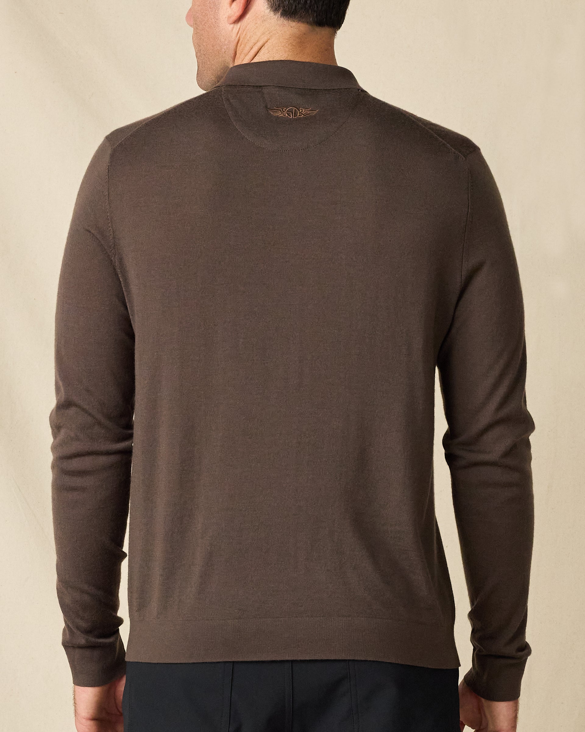 Stuart Long Sleeve Sweater Polo - Bourbon