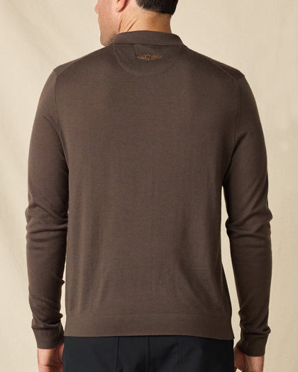 Stuart Long Sleeve Sweater Polo - Bourbon