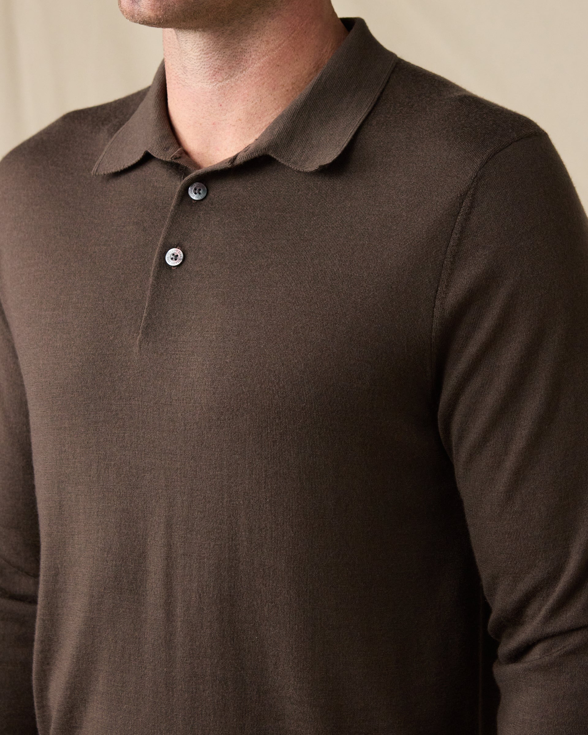 Stuart Long Sleeve Sweater Polo - Bourbon