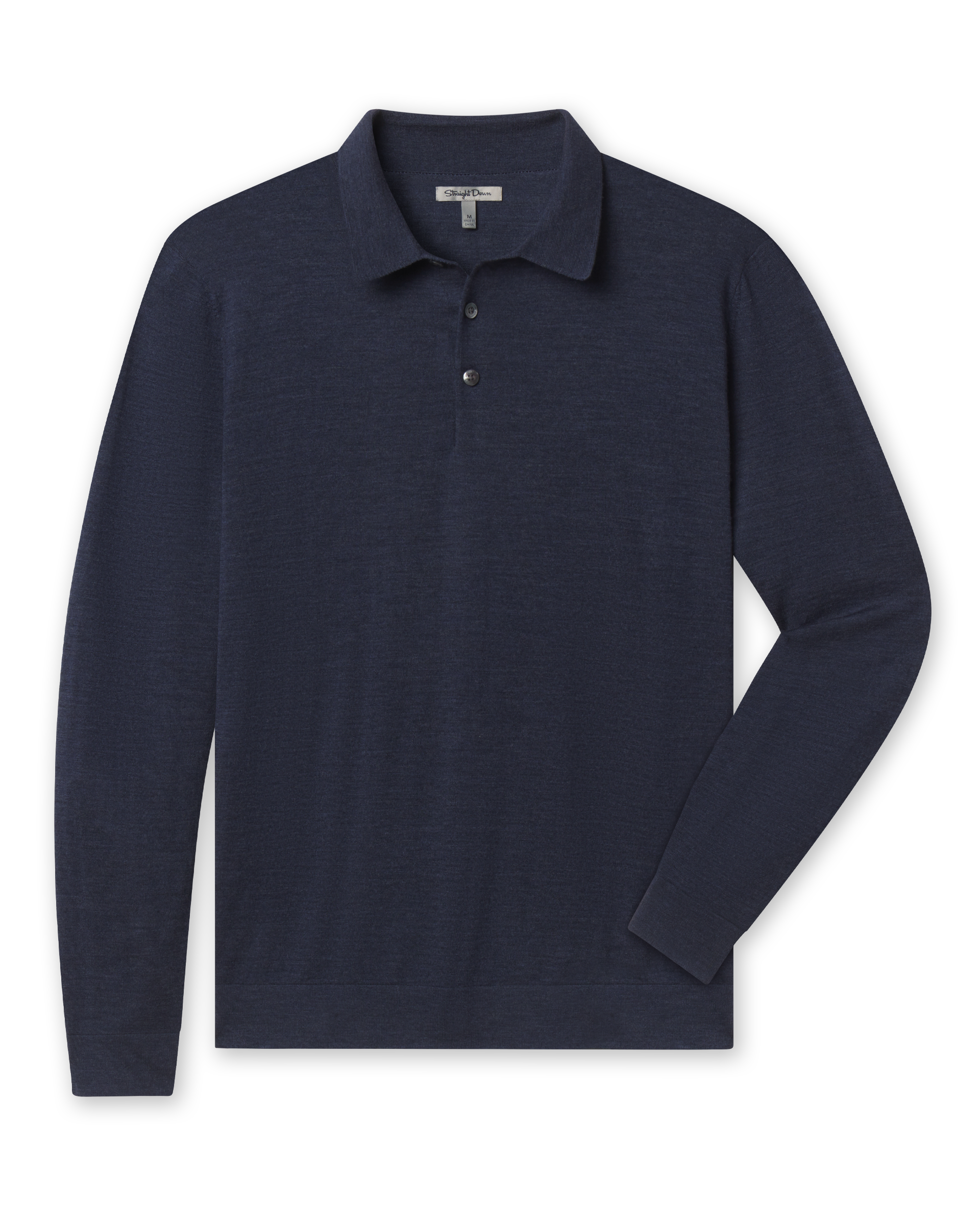 Stuart Long Sleeve Sweater Polo - Navy