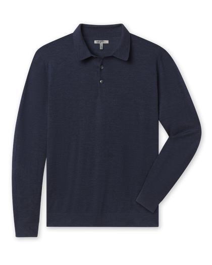 Stuart Long Sleeve Sweater Polo - Navy
