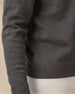 Wallace V-Neck Sweater in Dark Grey Heather with ribbed hem and cuff detail view