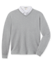 Wallace V-Neck Sweater in Light Grey Heather layered over a white polo, front view