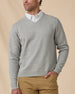 Wallace V-Neck Sweater in Light Grey Heather layered over white button-down, front model view