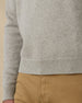 Wallace V-Neck Sweater in Light Grey Heather with ribbed hem and cuff detail view
