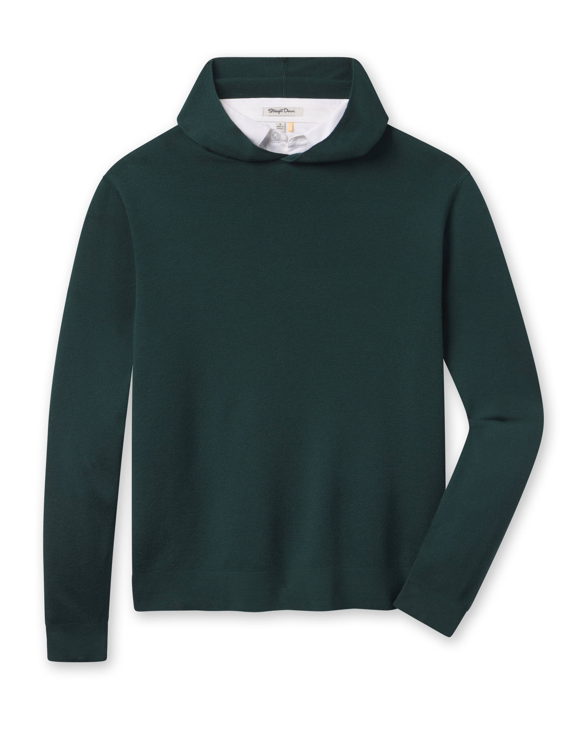 Crenshaw Reversible Sweater Hoodie in Dark Forest featuring a solid deep green finish with a clean hooded design and ribbed cuffs and hem.