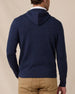 Back view of the Crenshaw Reversible Sweater Hoodie in New Indigo showcasing the streamlined fit and hood construction