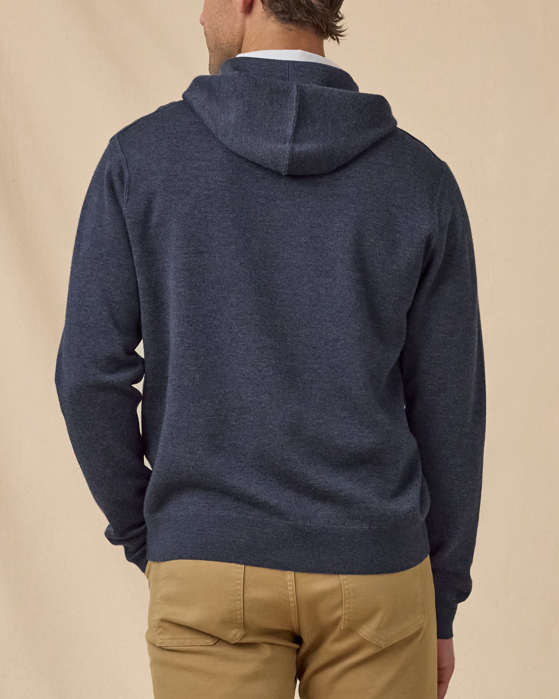 Hickam Reversible Sweater Hoodie in Charcoal, back model view