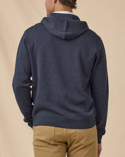 Hickam Reversible Sweater Hoodie in Charcoal, back model view