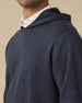 Hickam Reversible Sweater Hoodie in Charcoal with hood detail close-up