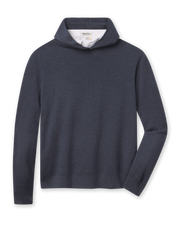 Hickam Reversible Sweater Hoodie in Charcoal layered over a white polo, front view