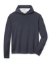 Hickam Reversible Sweater Hoodie in Charcoal layered over a white polo, front view