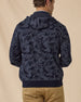 Hickam Reversible Sweater Hoodie in New Indigo camo pattern, back model view