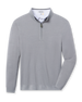 Men's St. Andrews Quarter Zip in Heather, flat lay front view featuring a heathered grey textured knit quarter zip with a grey collar interior, long sleeves, and ribbed cuffs and hem