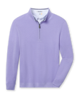 Men's St. Andrews Quarter Zip in Violet, flat lay front view featuring a solid purple textured knit quarter zip
