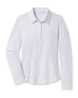 Front product view of the Roses Long Sleeve Polo in Cosmic with a white base, long sleeves, and allover rose print