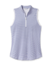 Georgia Stripe Sleeveless Polo in Tidal Blue micro stripe print, front view