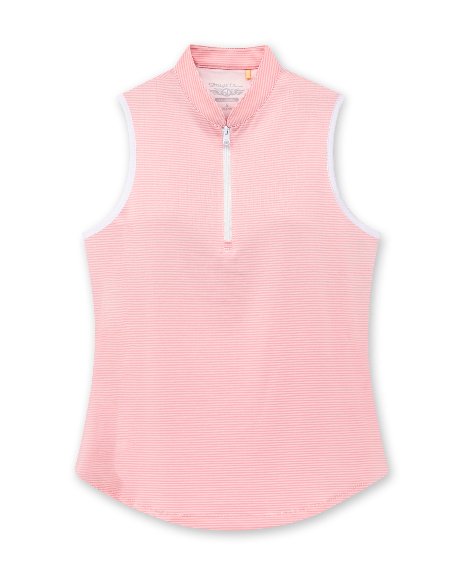 Georgia Stripe Sleeveless Polo - Flamingo

