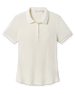 Women’s Sindy Rib Knit Polo in Coconut featuring a subtle ribbed texture, short sleeves, contrast-trim collar, and button placket.