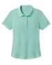 Sindy Rib Knit Polo in Cascade with white tipped collar and sleeves, front view