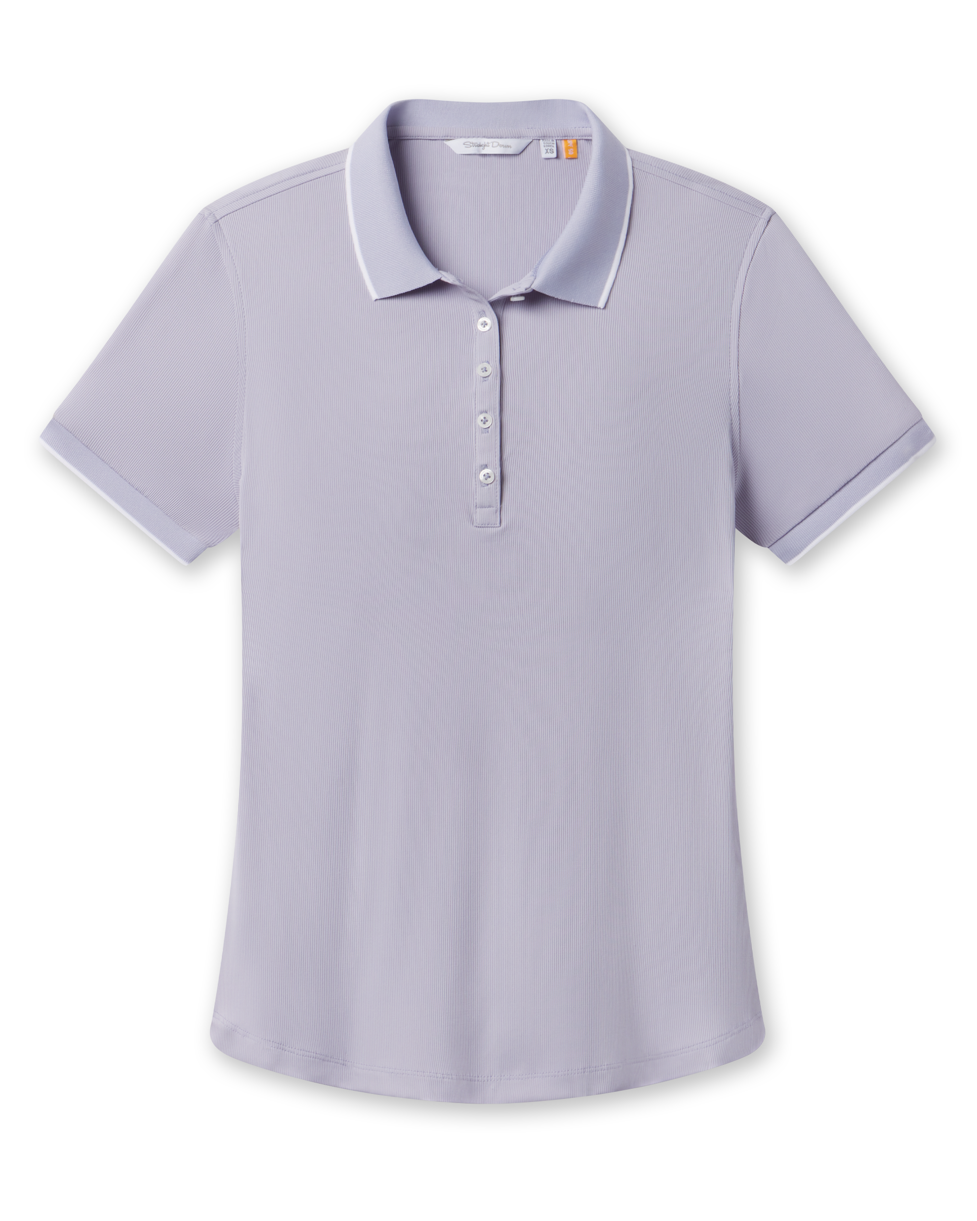 Sindy Rib Knit Polo in Cosmic Purple front product view featuring a rib knit texture