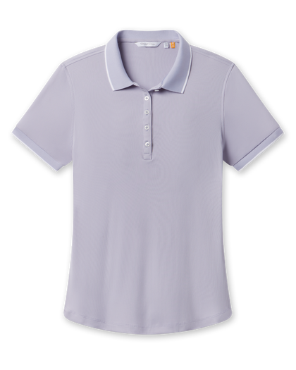 Sindy Rib Knit Polo in Cosmic Purple front product view featuring a rib knit texture