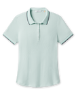 Sindy Rib Knit Polo in Mint Green with contrast tipped collar and sleeves, front view