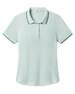 Sindy Rib Knit Polo in Mint Green with contrast tipped collar and sleeves, front view
