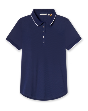 Sindy Rib Knit Polo - New Indigo | Straight Down