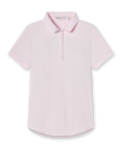 Sindy Rib Knit Polo in Pale Pink front product view featuring a soft rib knit texture