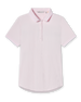 Sindy Rib Knit Polo in Pale Pink front product view featuring a soft rib knit texture