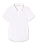 Women's rib knit polo shirt in white with a collar and button placket
