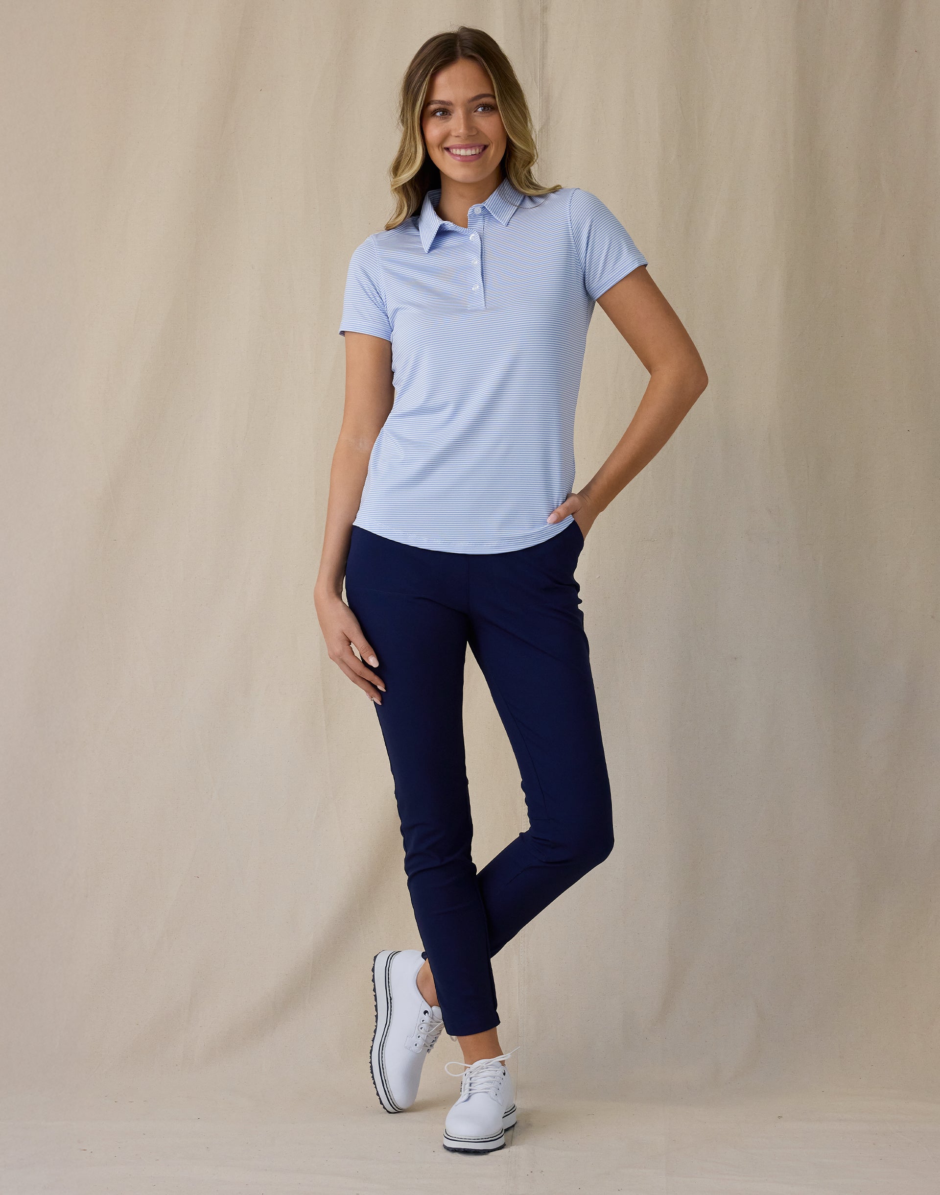 Charlotte Stripe Polo - Carolina
