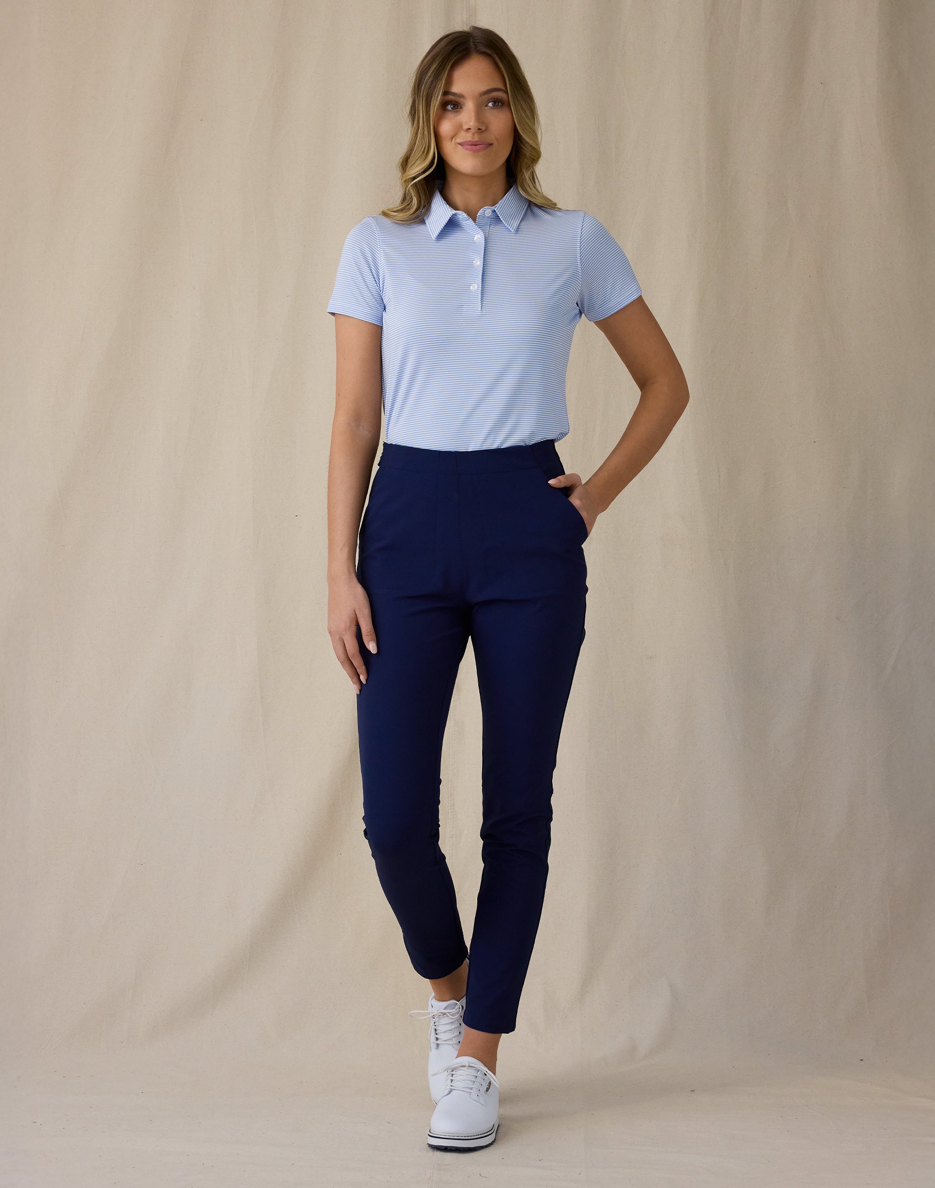 Charlotte Stripe Polo - Carolina
