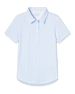 Dog Mom Polo in Coastal, flat lay front view featuring a light blue and white allover dog print pattern