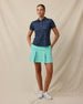 Sprinkles Polo in New Indigo with scattered floral print, full outfit view