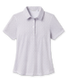 Front product view of the Martini Girl Polo in Lemongrass, featuring an allover martini glass print, short sleeves, pointed collar, and three-button placket.