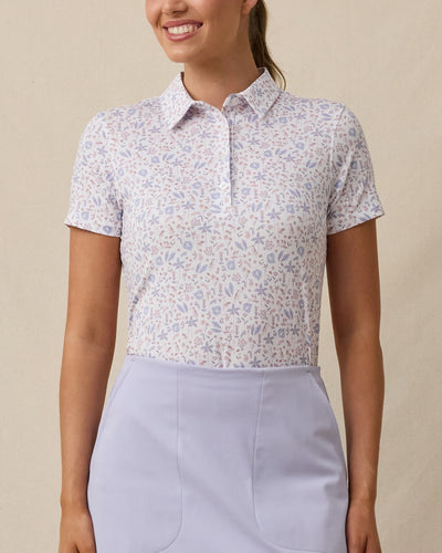 Model wearing the Wonderland Polo in White