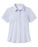 Dog Park Polo in Tidal blue with playful dog print, front view