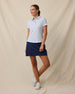 Dog Park Polo in Tidal blue with playful dog print, full outfit view