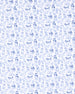 A repeating blue line-art pattern of various dog breeds on a white background.