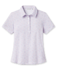 Women's Lanakai Polo in Cosmic with a white base and pastel Hawaiian block-inspired print